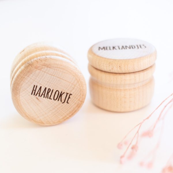 Bewaardoosjes set melktandjes&haarlokje | hout 3