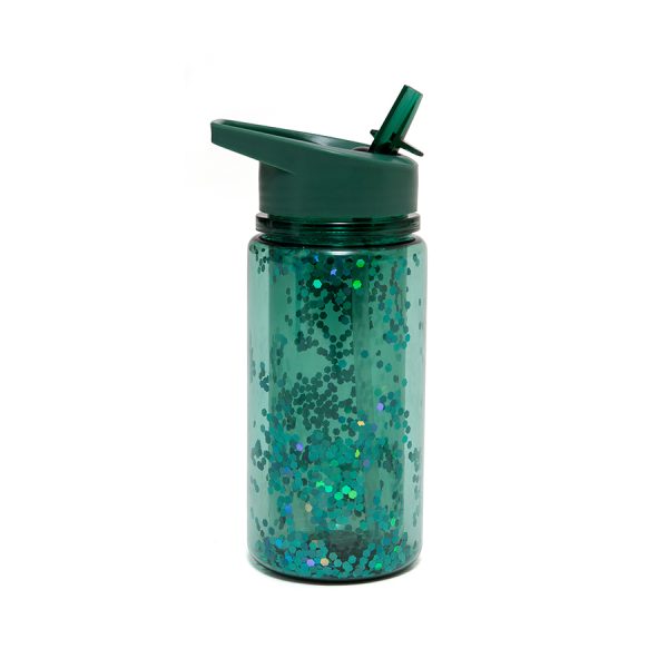 Drinkfles salie groen glitter