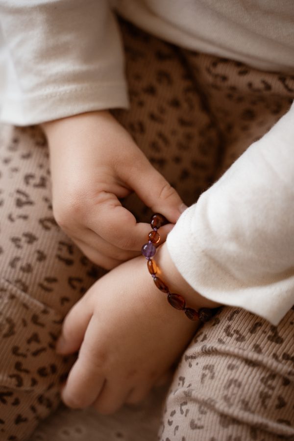 Barnsteen armband | Lila 3