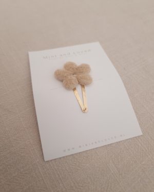 Haarspeldjes | Pluche flower beige